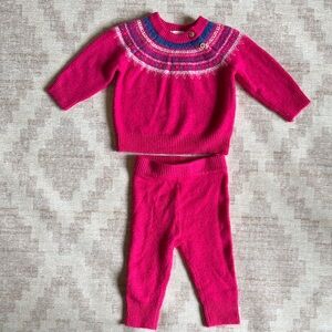 Cat & Jack Pink and Blue Knit Sweater and Pants 2 Piece Outfit size 6-9M